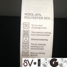 Этикетка состава накатанная 25мм Wool 50% Polyester 50%  (100 метров)