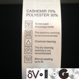 Этикетка состава накатанная 25мм Cashemir 70% Polyester 30%  (100 метров)