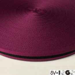 Тесьма репсовая производство 10мм фиолетовая черная (50 метров)