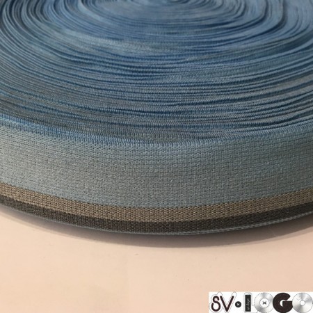 Резинка 30 мм голубой серая полоска (метр )