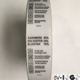 Этикетка состава накатанная 25мм Cashemir 60% Polyester 30% Elastane 10% (100 метров)