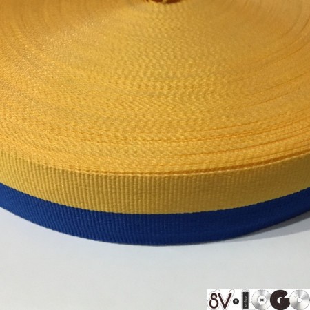Тесьма репсовая производство 30 мм желтая синяя Украина (50 метров)