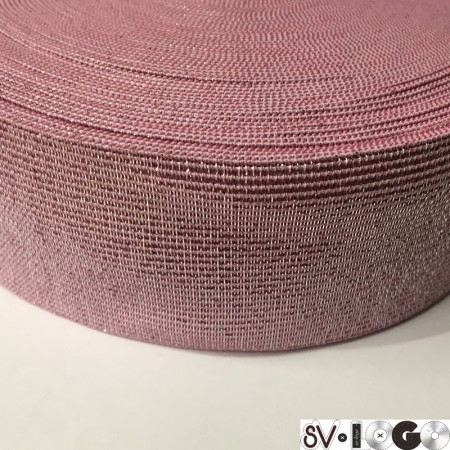 Резинка 50 мм серебро розовый (25 метров)