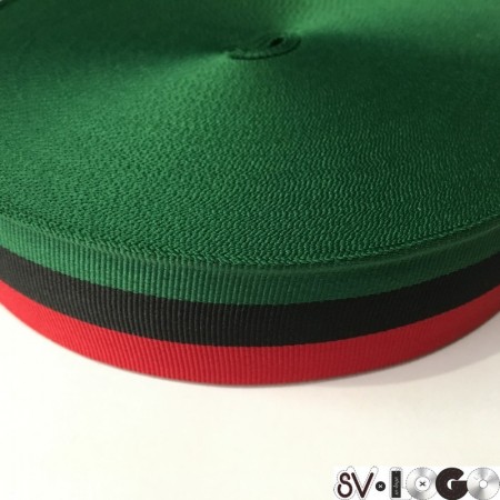 Тесьма репсовая производство 40 мм зеленая черная красная (50 метров)