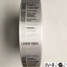 Этикетка состава атласная 25мм Linen 100% (100 метров)