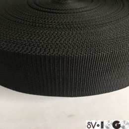 Тесьма-лента ременная производство 50мм черная репс (50 метров)