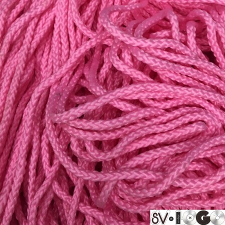 Шнур круглый 6 мм ПП косичка плотный розовый (100 метров)