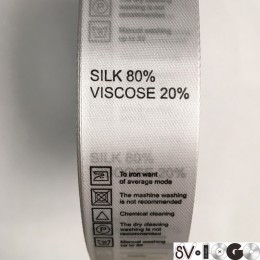 Этикетка состава атласная 25мм Silk 80% Viscose 20% (100 метров)