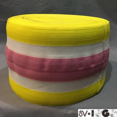 Резинка 130 мм для манжетов желто розовая (метр )