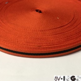 Тесьма репсовая производство 10мм оранжевая черная (50 метров)