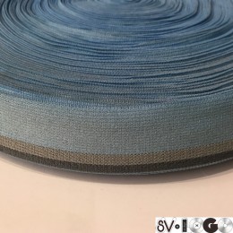 Резинка 30мм голубой серая полоска (метр )