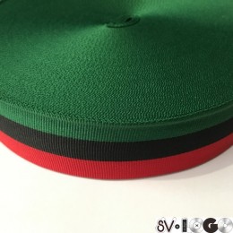 Тесьма репсовая производство 40мм зеленая черная красная (50 метров)