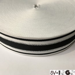 Тесьма репсовая производство 40мм белая черная 2п серебро (50 метров)