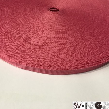 Тесьма репсовая производство 10 мм розовый темный (50 метров)