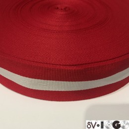 Тесьма репсовая производство 40мм красная 1п белая (50 метров)