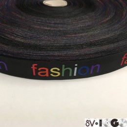Тесьма с логотипом 20мм Fashion жаккардовая цветная (100 метров)
