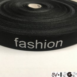 Этикетка жаккардовая вышитая Fashion 20мм лента черно-белая (100 метров)