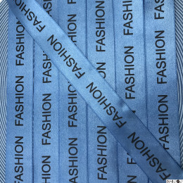 Печать на атласной ленте 25 мм логотип Fashion голубой (32 метра)